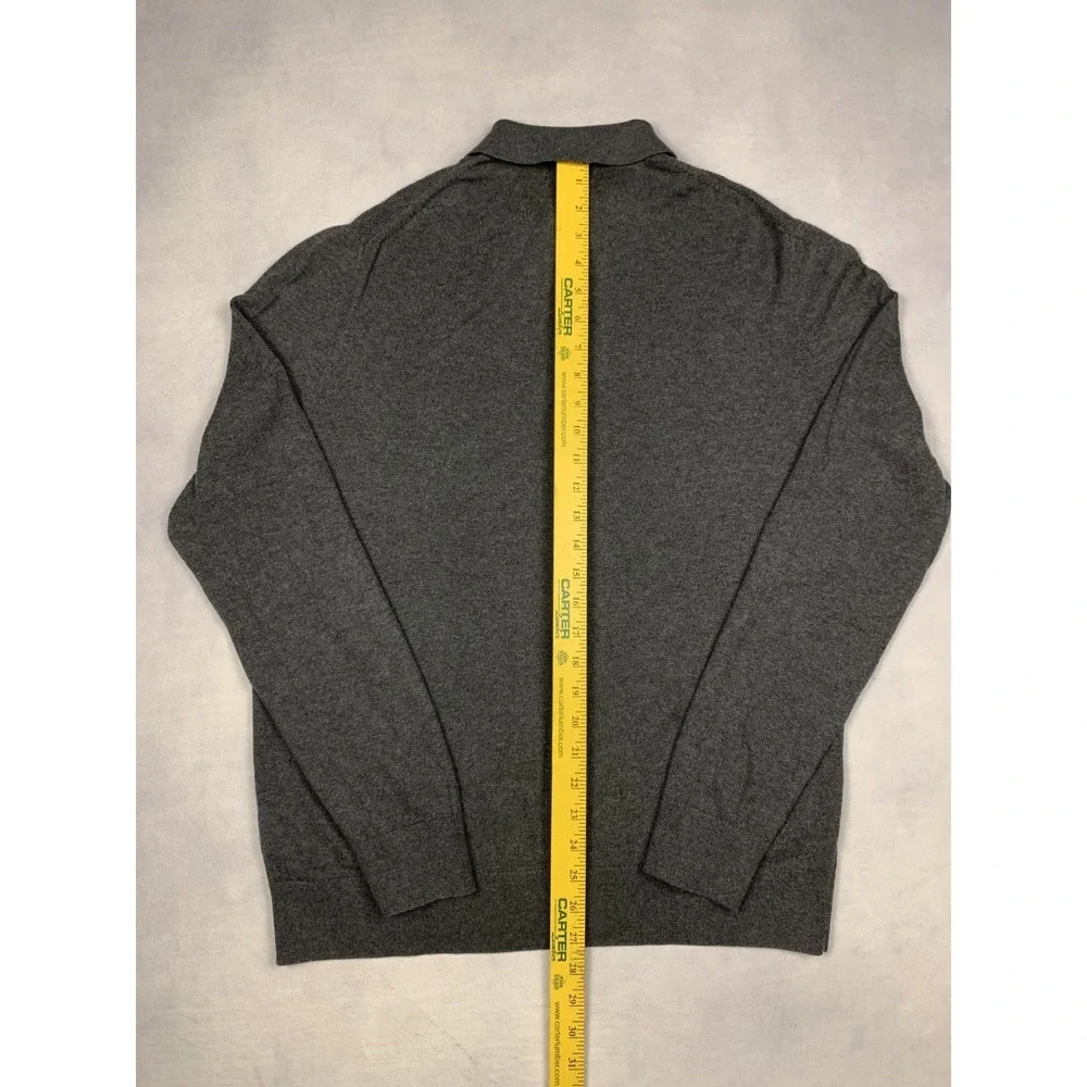 Banana Republic Sweater Mens L Gray‎ Luxe Yarn Cashmere Blend Polo Pullover